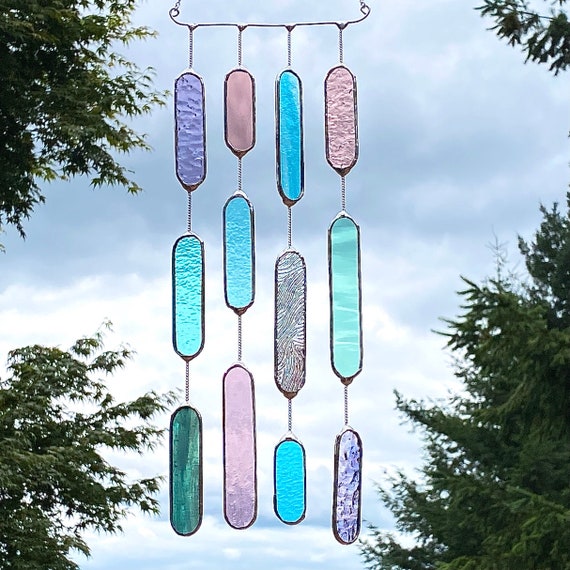 CUSTOM : 4 string Glass Mobile • Suncatcher • Wall Hanging