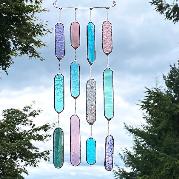 CUSTOM : 4 string Glass Mobile • Suncatcher • Wall Hanging