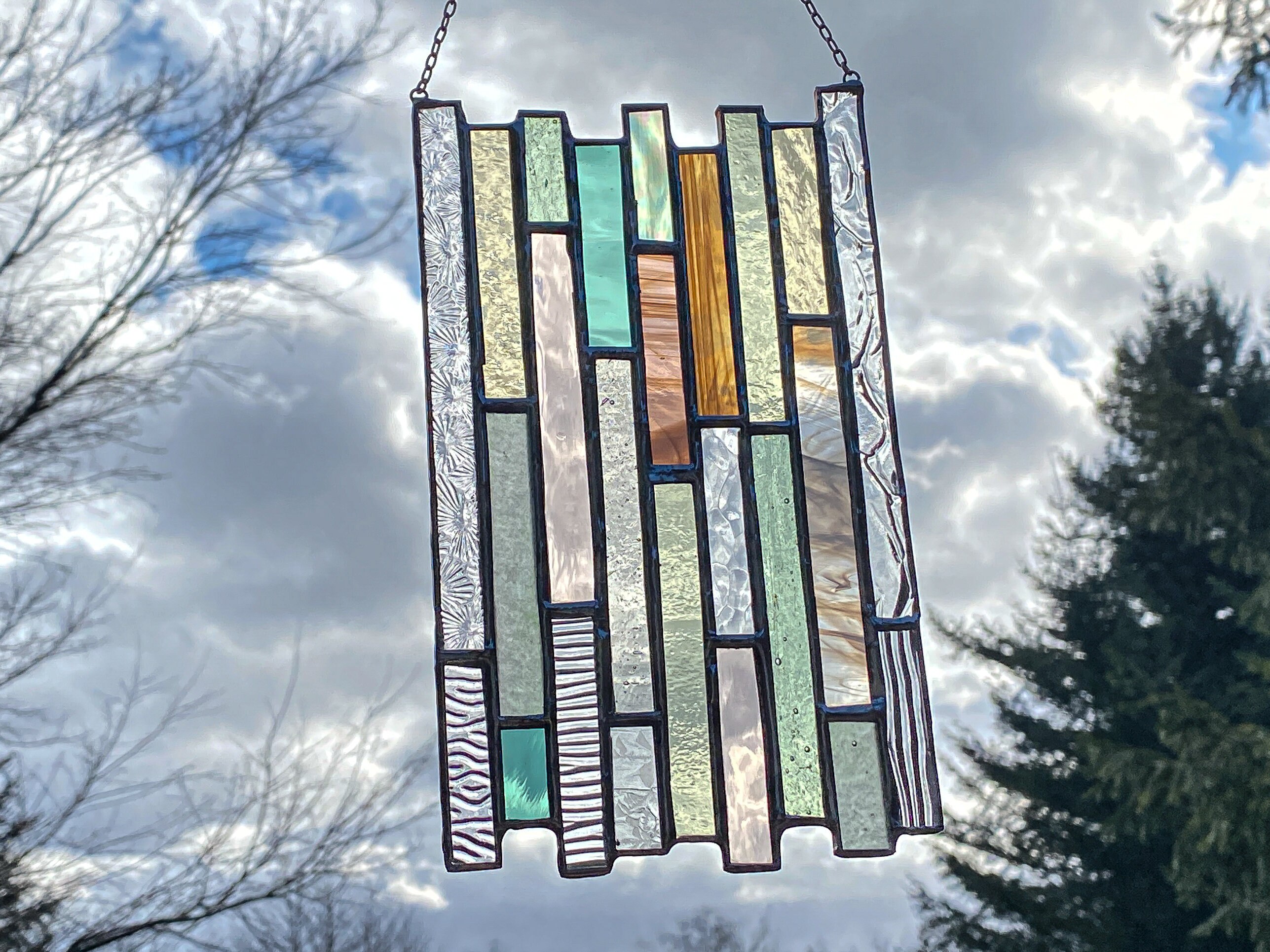 Pastel Vertical Stained Glass Panel • Suncatcher