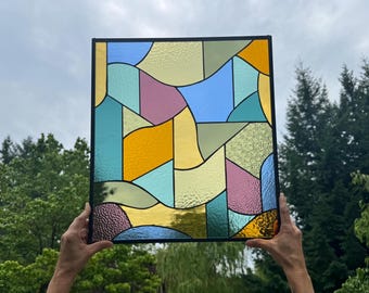Mid Mod Deco Stained Glass Panel: CUSTOM