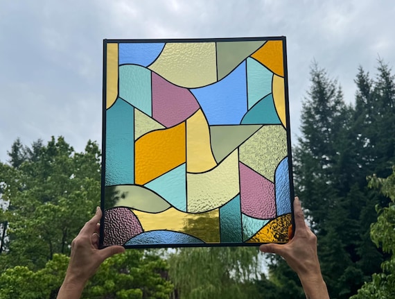 Mid Mod Deco Stained Glass Panel: CUSTOM