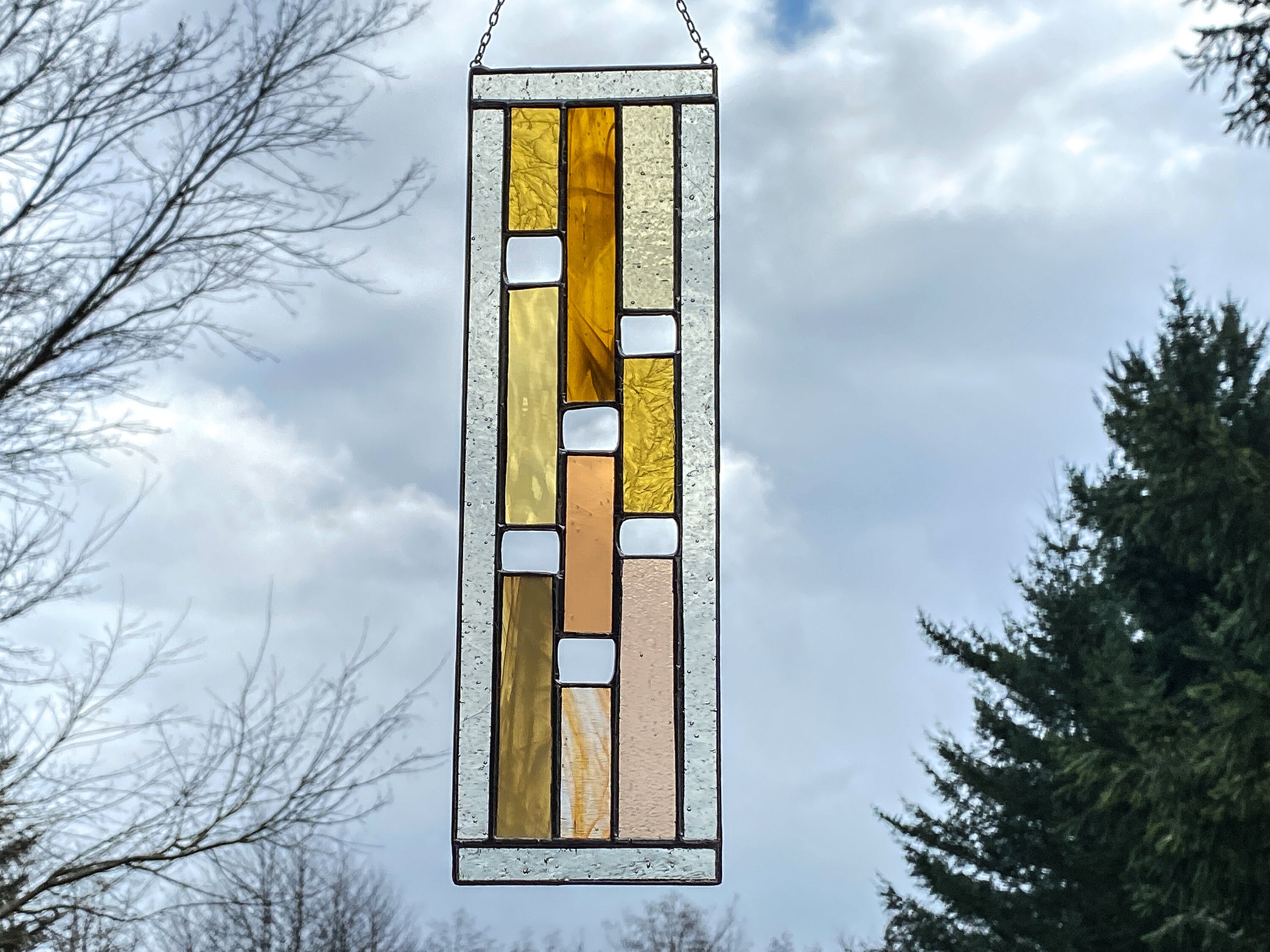 Vertical Rectangle Stained Glass Panel • Suncatcher