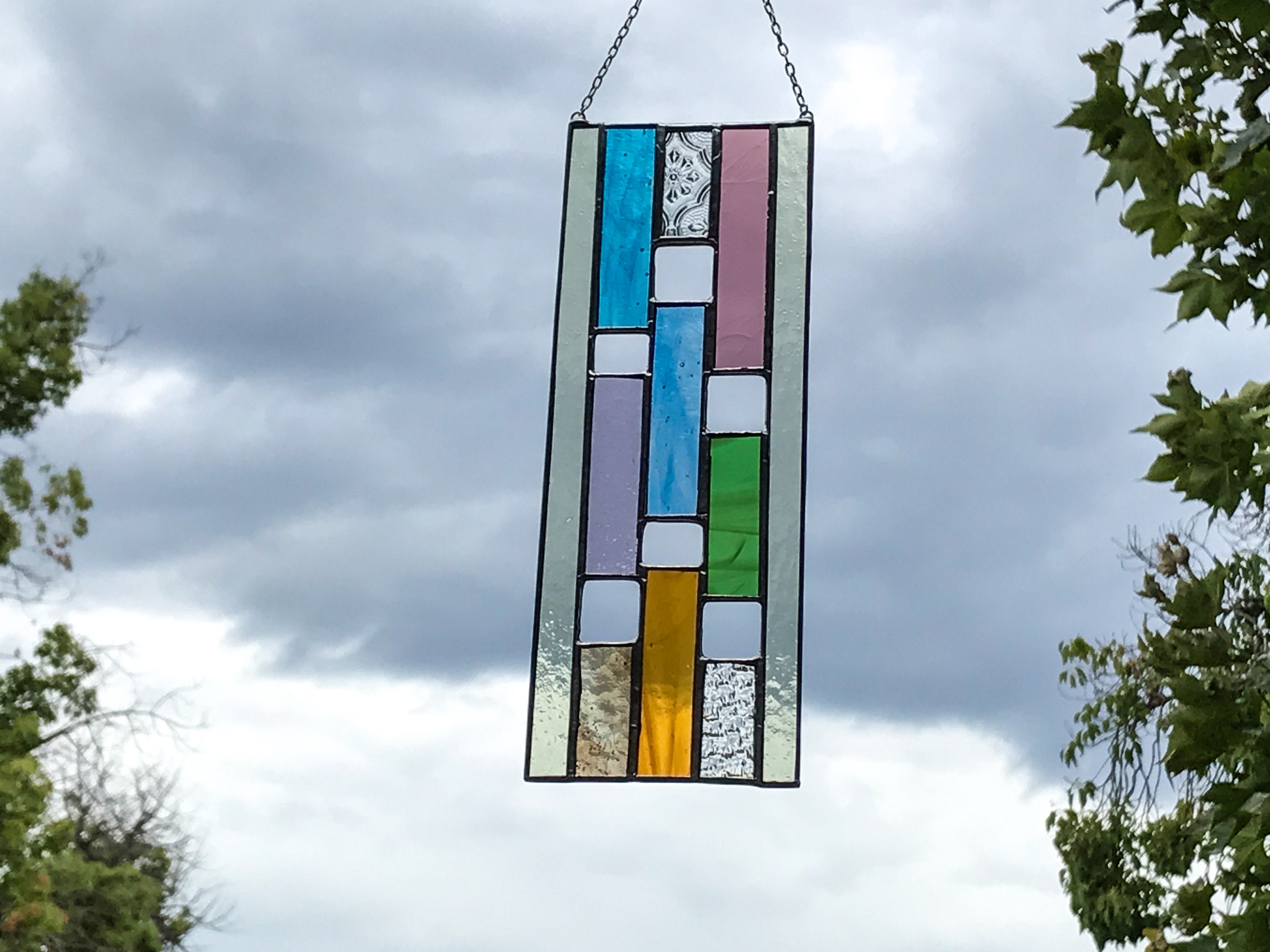 Vertical Rectangle Stained Glass Panel • Suncatcher