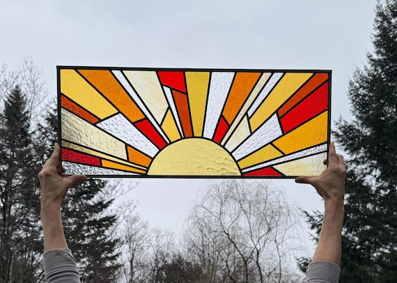 CUSTOM: Art Deco Sun Stained Glass Panel