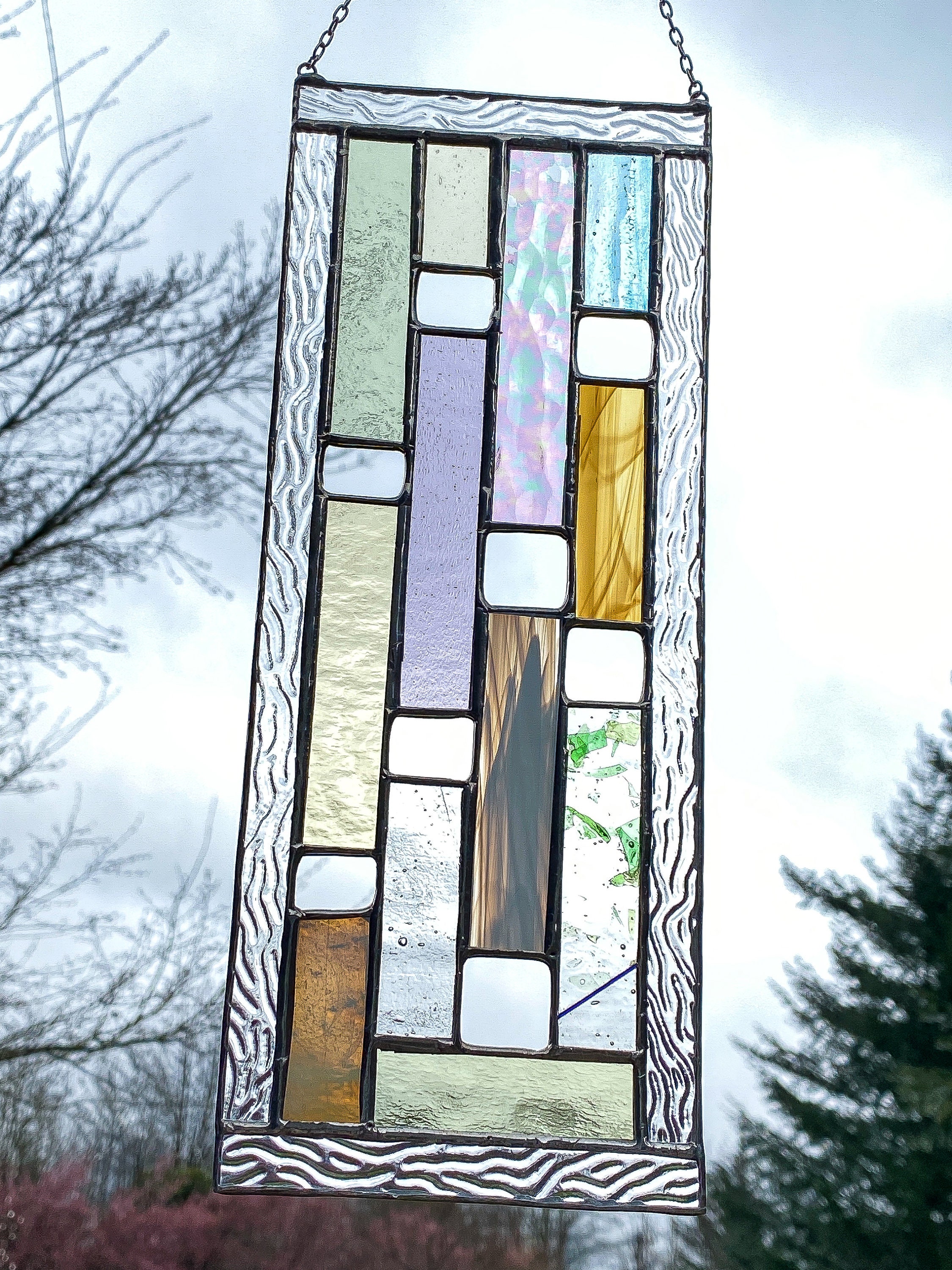 Vertical Rectangle Stained Glass Panel • Suncatcher