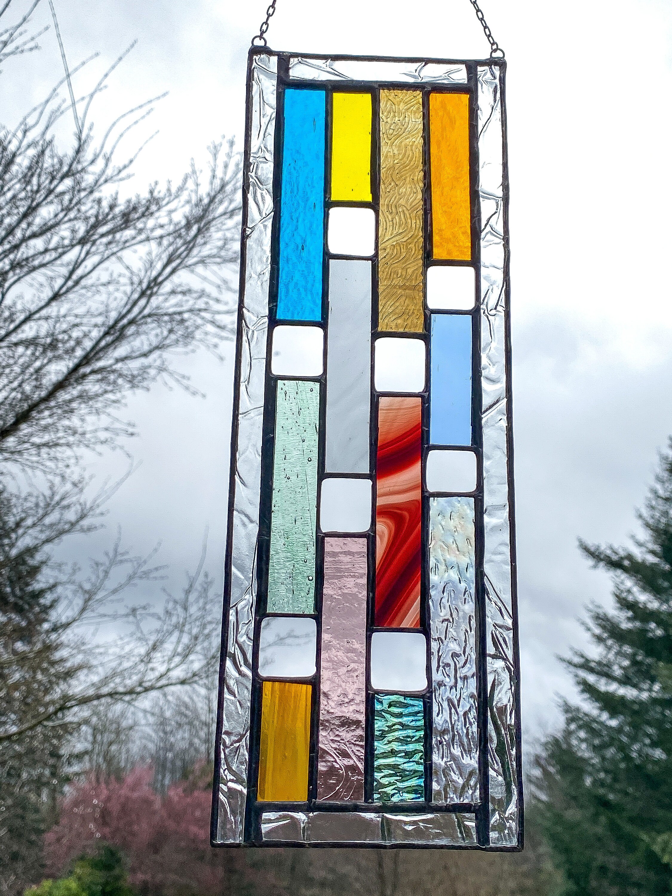 Multicolored Vertical Stained Glass Panel • Suncatcher
