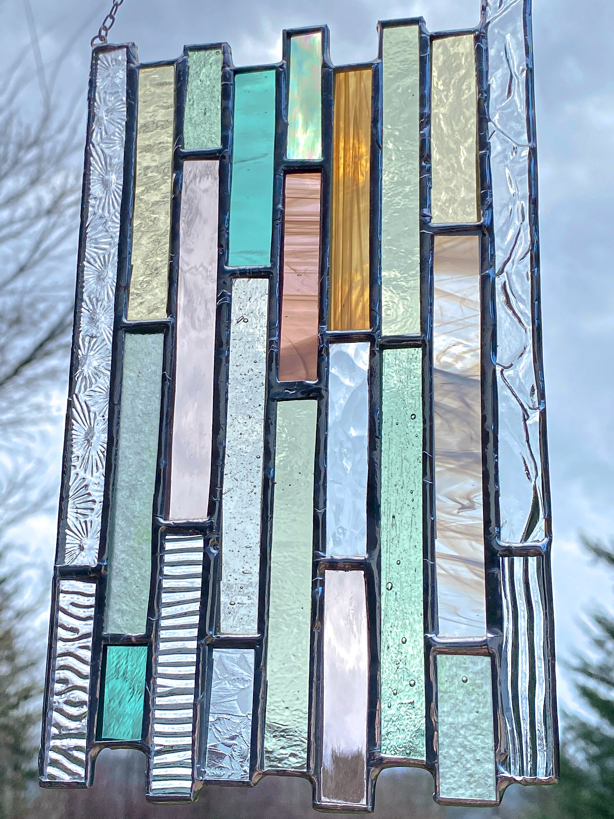 Pastel Vertical Stained Glass Panel • Suncatcher