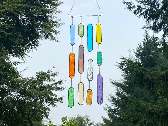 4 String Multicolored Glass Mobile • Suncatcher • Wall Hanging