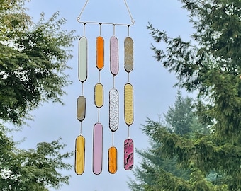 4 String Purple & Gold Glass Mobile • Suncatcher • Wall Hanging