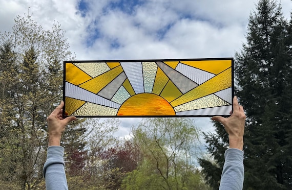 Art Deco Sun Stained Glass Panel