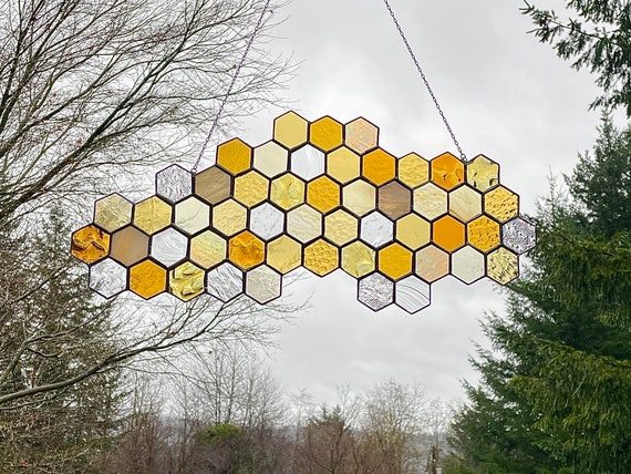 Honeycomb Hexagon Large Freeform Suncatcher Panel