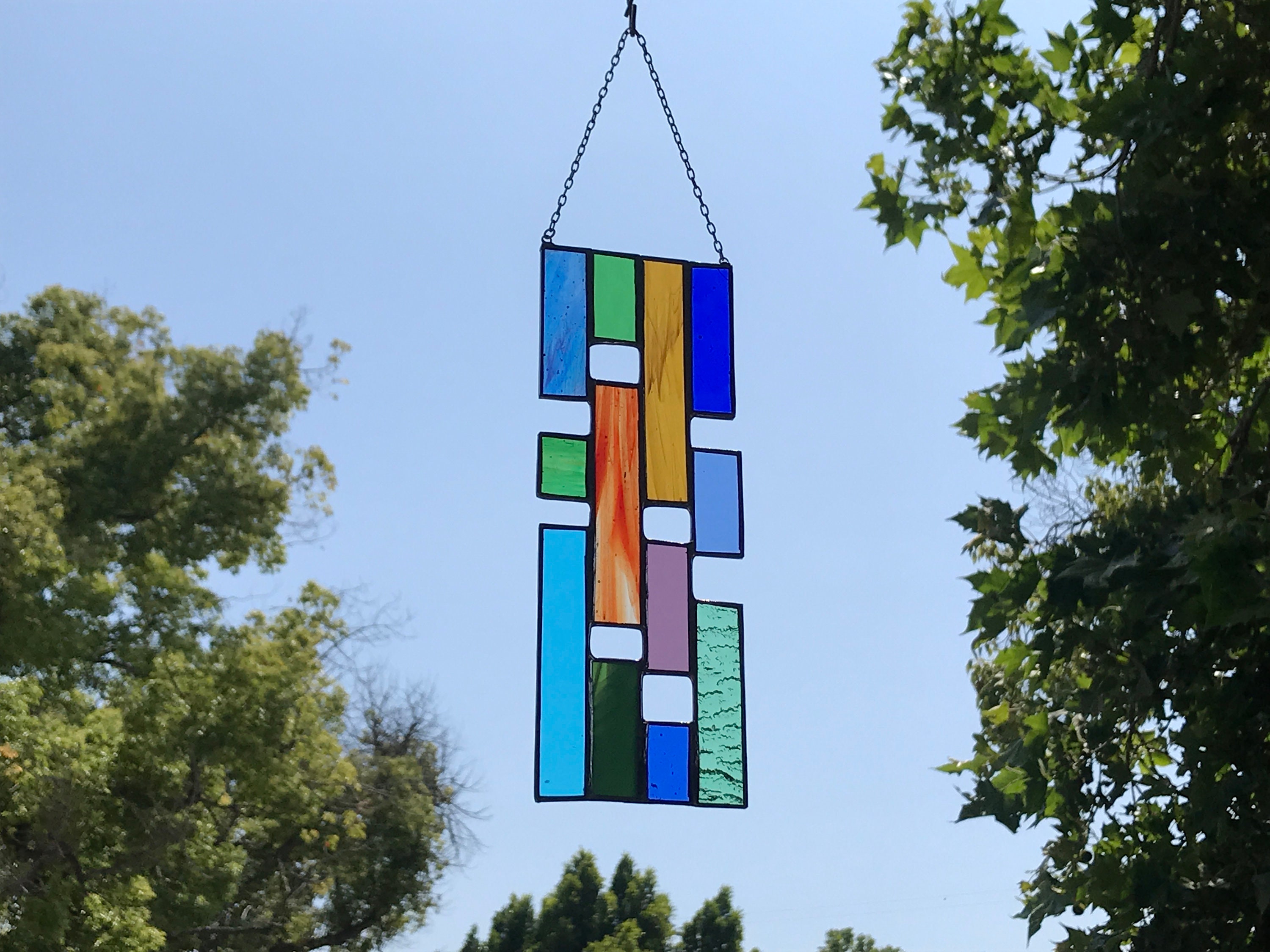 Multicolored Vertical Stained Glass Panel • Suncatcher