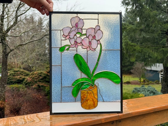 Orchid Stained Glass Panel