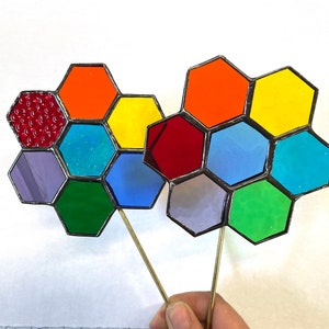 Rainbow Hexagon Plant Stake