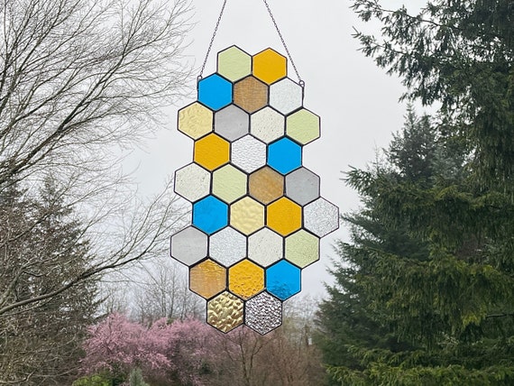 CUSTOM:  Vertical Hexagon Suncatcher Panel