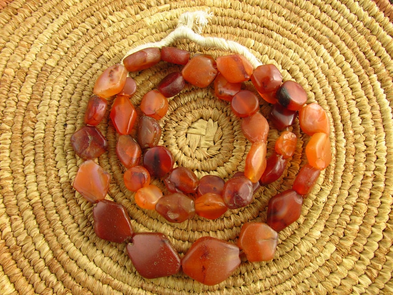 Antique Carnelian and Agate Beads
