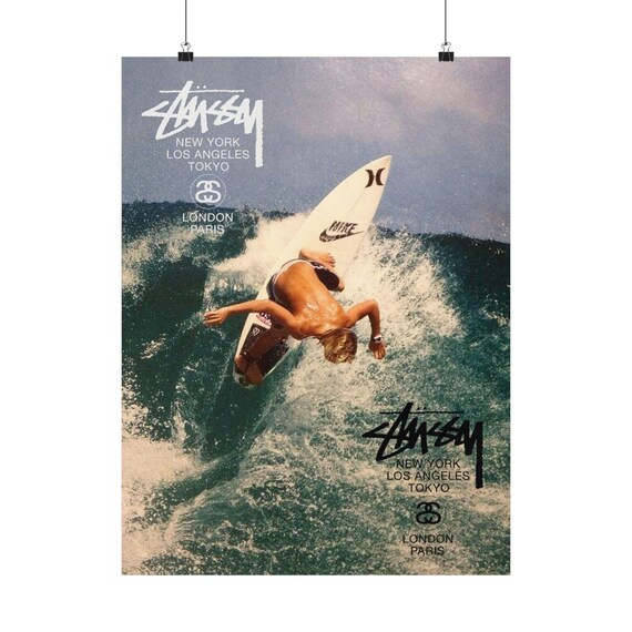 Vintage Surfing Surfboard | Stussy Style Logo