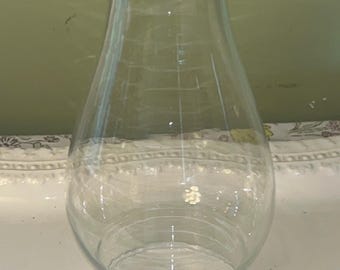 Pantalla de lámpara de huracán de cristal transparente con borde perlado