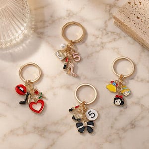 Fashion Keychain Bag Charm, Cute Purse Charm, Girly Makeup Keyring, Coquette Gift for Her, Trendy Bag Accessory