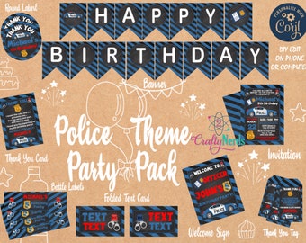 Police Birthday Invitation, Police Party, Police invitation, Cop Party | Editable Instant Download | Edit Online NOW Corjl | INSTANT ACCESS