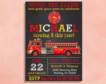 Fireman Invitation Etsy