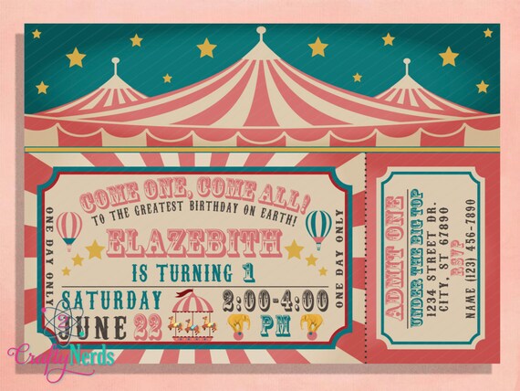 Carnevale Circo Biglietto Compleanno Invito Invito Di Compleanno Di Circo Carosello Circo Vintage Carnevale Tema Circo Digitale Stampabile