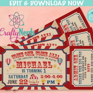 Carnival Ticket Birthday Invitation, Circus Party, Circus invitation | Editable Instant Download | Edit Online NOW Corjl | INSTANT ACCESS