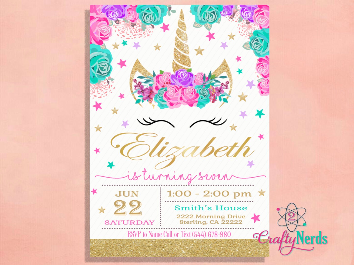 Unicorn Birthday Invitation, Unicorn Theme, Unicorn Party Invite, Hot…