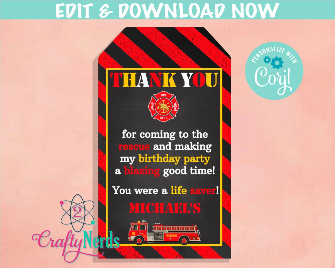 Firefighting Invitation Firefighter Birthday Invitation, Fire Truck Invitation, Fireman Party ...