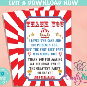 Carnival Ticket Birthday Invitation, Circus Party, Circus invitation Editable Instant Download Edit Online NOW Corjl INSTANT ACCESS Invite & ThankYCard