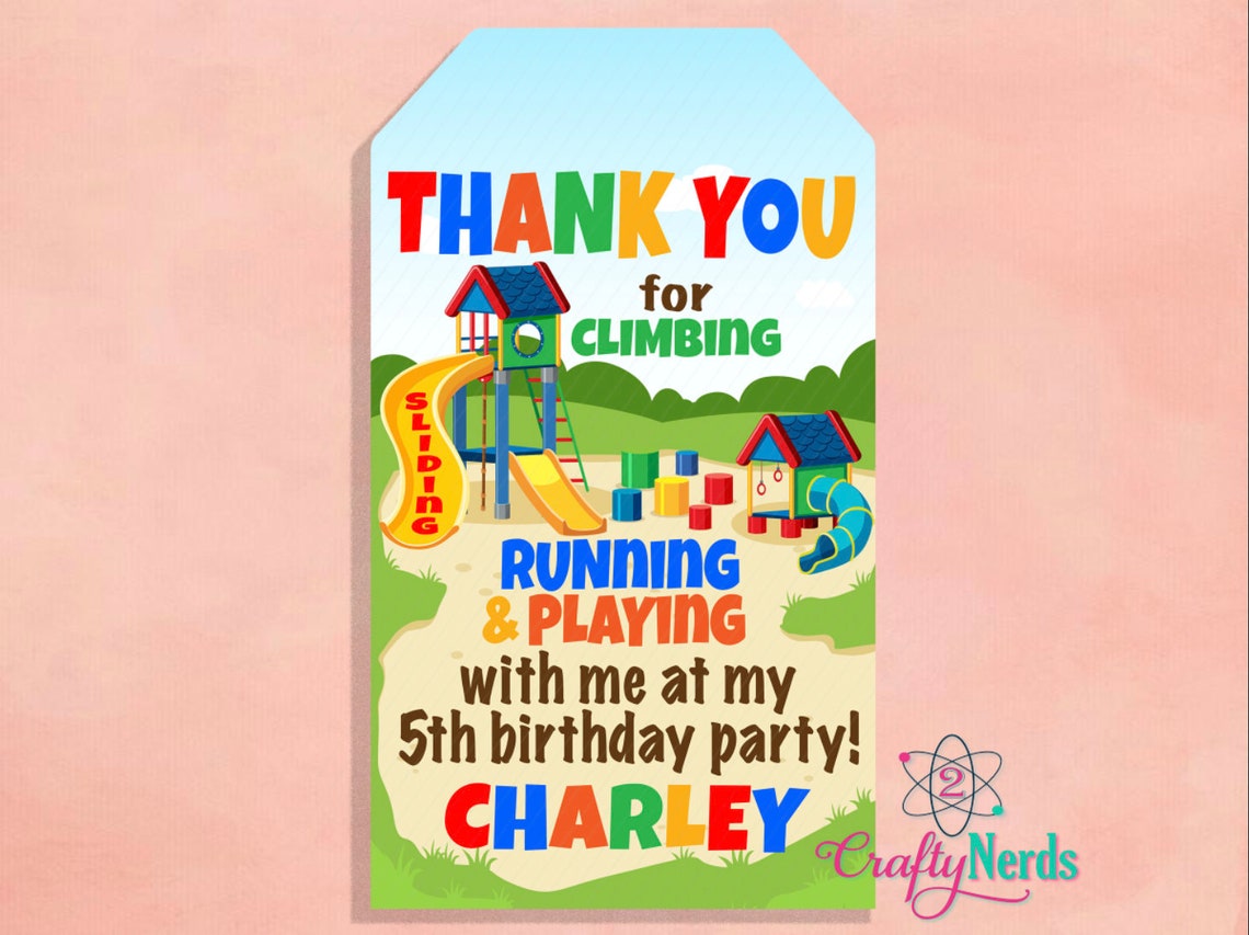 Playground Birthday Invitation Party in the Park Run Slide Etsy
