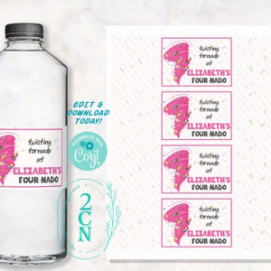 Tornado Water Bottle Label, Tornado beverage label, Tornado Party Decor | Editable Instant Download | Edit Online NOW Corjl | INSTANT ACCESS
