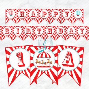 Carnival Circus Banner All Letters Numbers and Ends, INSTANT DOWNLOAD, Digital PDF File, Circus Birthday Banner, Circus Banner, Circus Decor