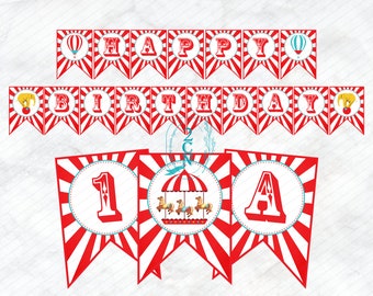 Carnival Circus Banner All Letters Numbers and Ends, INSTANT DOWNLOAD, Digital PDF File, Circus Birthday Banner, Circus Banner, Circus Decor