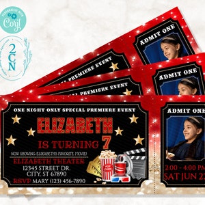 Movie Night Ticket Birthday Invitation with Photo, Movie Party, Film | Editable Instant Download | Edit Online NOW Corjl | INSTANT ACCESS