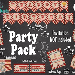 Circus Carnival Ticket Birthday Party Pack, Circus Birthday Party Decor | Editable Instant Download | Edit Online NOW Corjl | INSTANT ACCESS