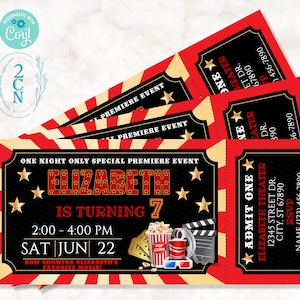 Movie Night Ticket Birthday Invitation, Movie Party, Movie invitation | Editable Instant Download | Edit Online NOW Corjl | INSTANT ACCESS