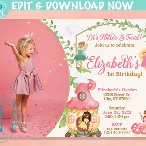 Magical Fairy Birthday Invitation, Fairies Photo cottagecore invitation | Editable Instant Download | Edit Online NOW Corjl | INSTANT ACCESS