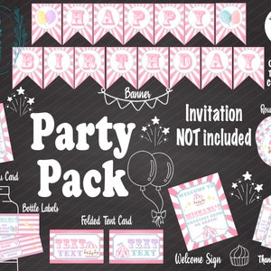 Circus Carnival Ticket Birthday Party Pack, Circus Birthday Party Decor | Editable Instant Download | Edit Online NOW Corjl | INSTANT ACCESS