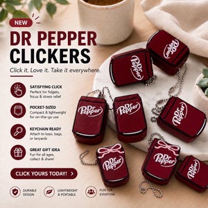 Dr Pepper Can Keychain Accessory – Stress Relief Fidget Toy