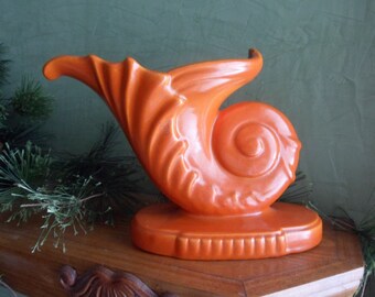 Stangl Orange Terra Rose Cornucopia Vase
