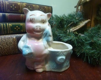 American Bisque Pig Planter, American Bisque Pottery (T)