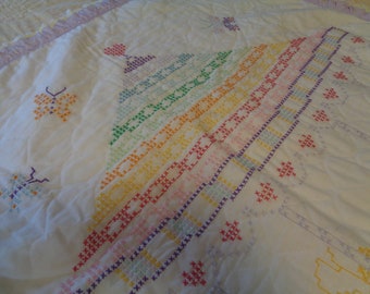 Embroidery Patchwork Quilt 5TTT19 Vintage Embroidery Quilt Free Shipping