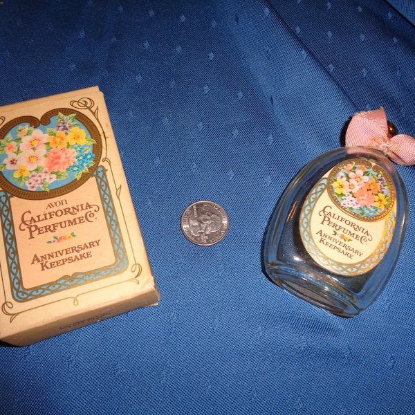 Avon, California Perfume, Anniversary Keepsake bottle in original box.