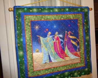 Quilted Advent Calendar depicting Wise Men and Star in lovely, rich colors.