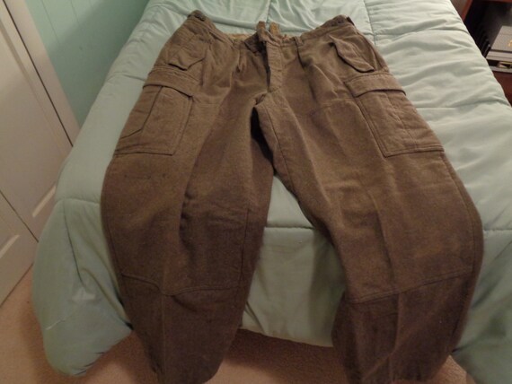 Vintage, Wool, Military Pants with Waterproof Interlining and Multiple Pockets.