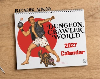 Dungeon Crawler Carl 12 Month 2027 Wall Calendar Illustrated Artwork DCC Book Themed Spiral Bound