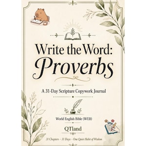Proverbs Scripture Writing Journal PDF, 31-Day Bible Copywork Journal, Christian Printable Bible Study Workbook
