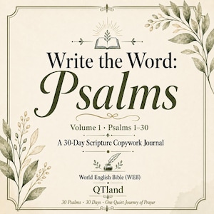 Psalms Scripture Writing Journal PDF, Bible Copywork Journal, 30-Day Christian Printable, Psalms 1-30