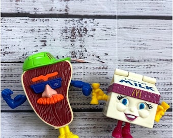 1993 McDonalds Grimace Steak and Milk Carton Happy Meal Toys Lot